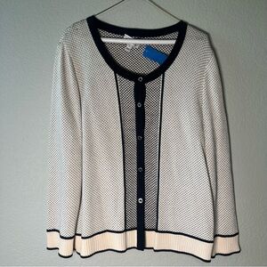St. John Sport Vintage Cardigan Women’s Size Large Cream & Black Office Casual